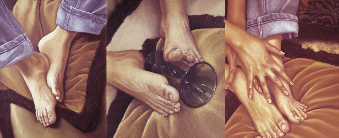 Pies, cojines y manos slide